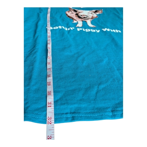 T-shirt "Getting Piggy With It". Size 2XL. Blue. NWT. - Picture 5 of 6